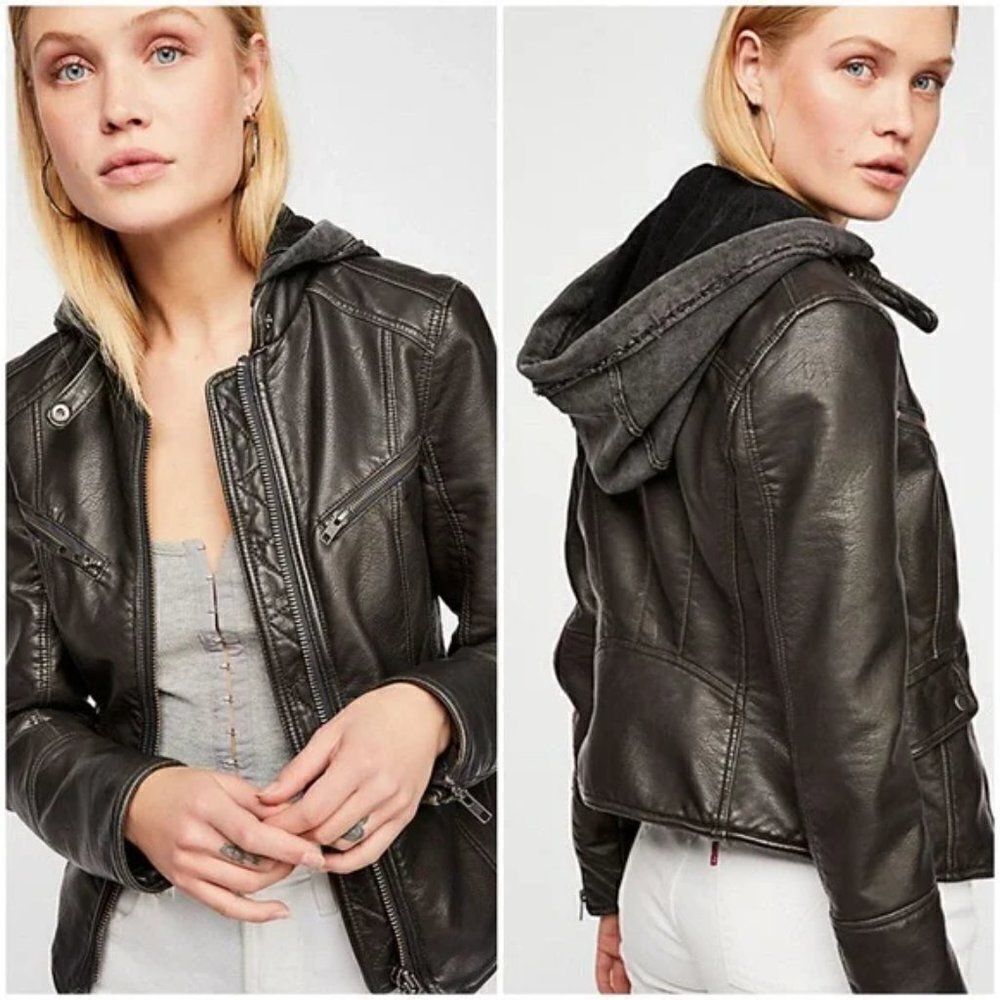 We the Free Monroe Hooded Vegan Jacket Sz S